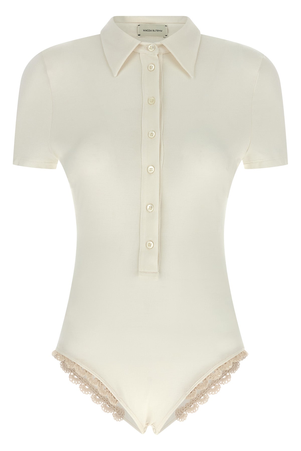 Magda Butrym Top - Cream bodysuit with polo collar