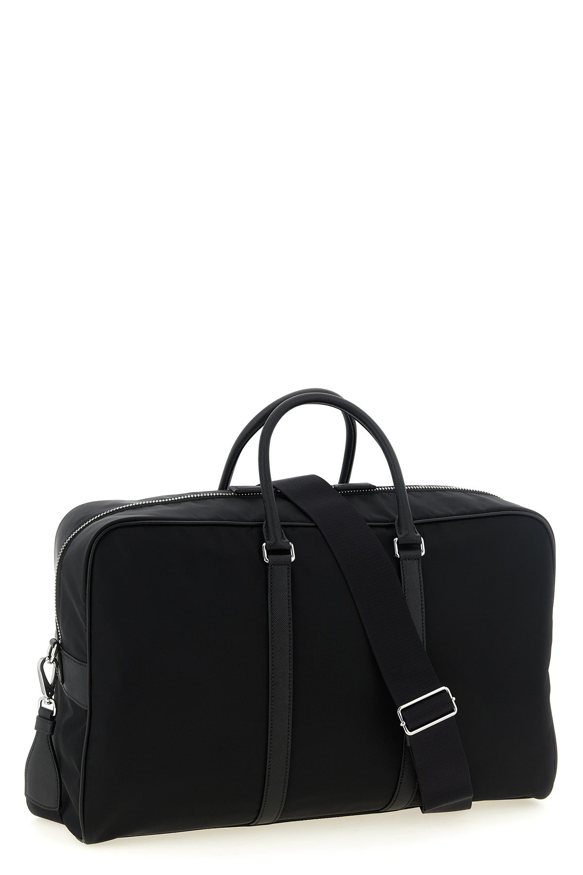 Prada travel bag with woven tape shoulder strap