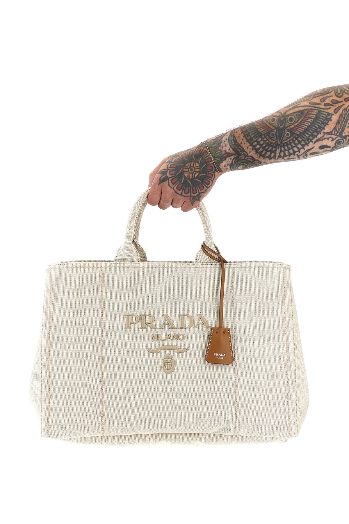 Prada shopping bag - Detail of shoulder strap with metal swivel clips