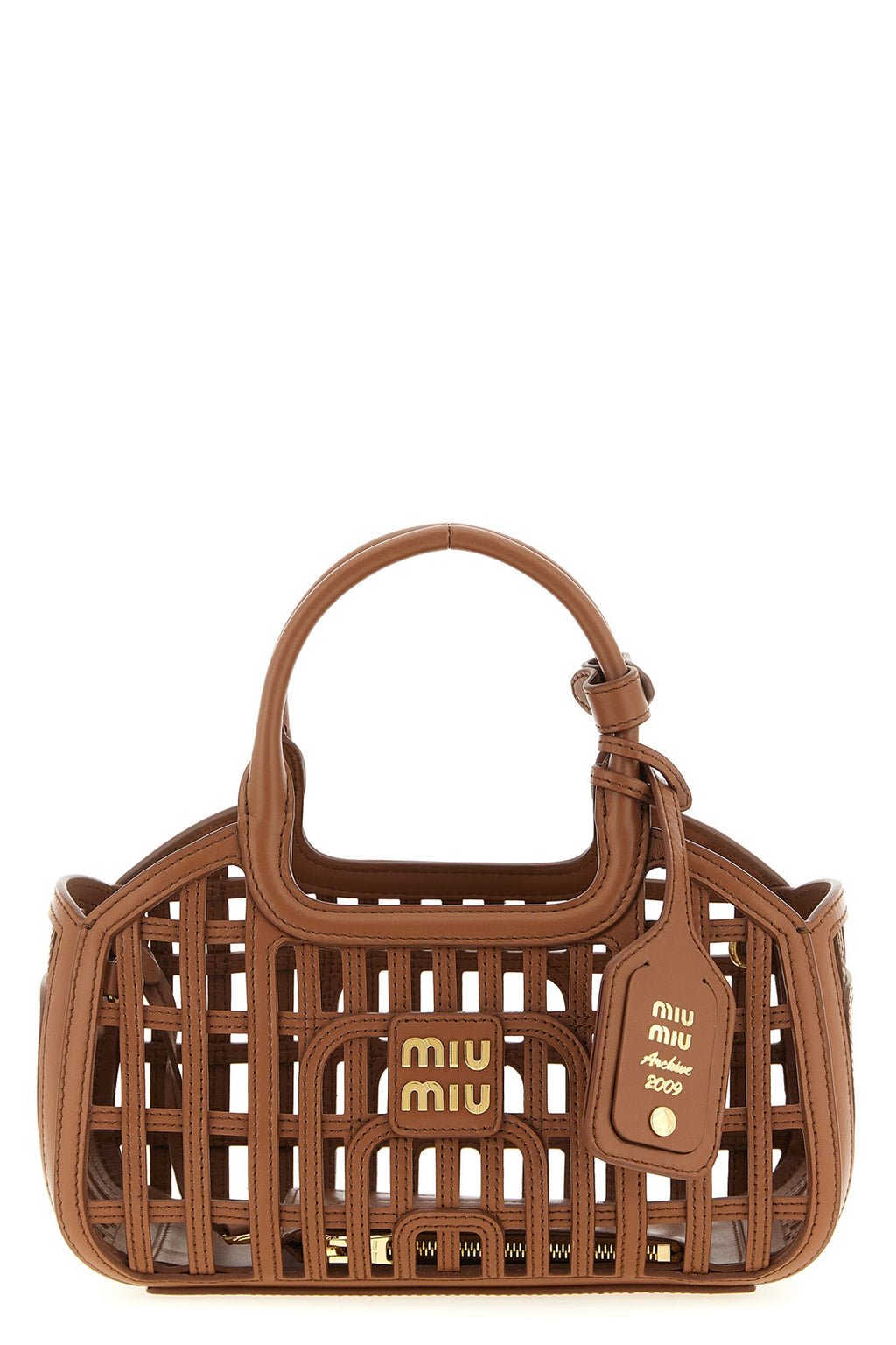 Miu Miu Handbag - Cognac leather basket-weave design