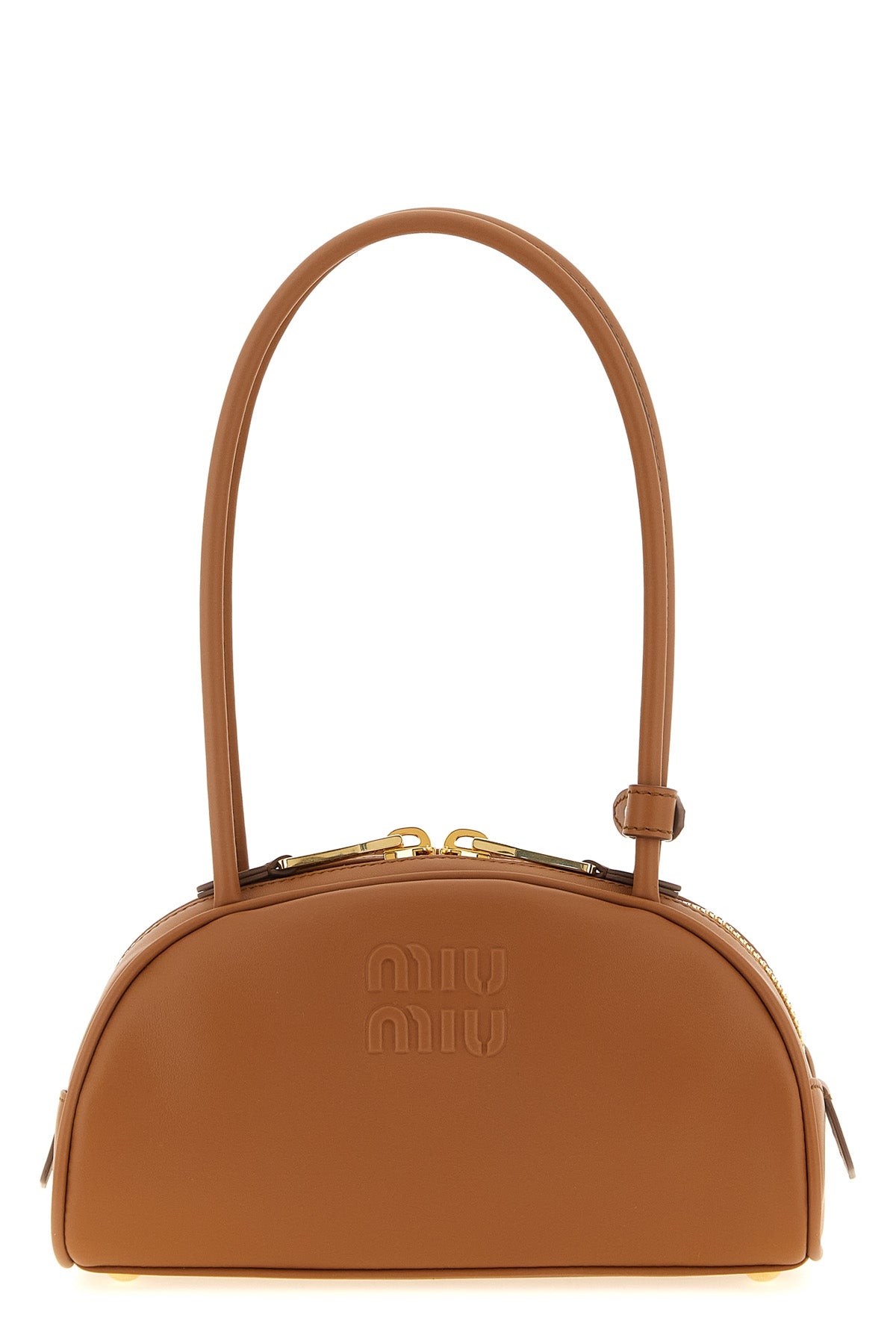 Miu Miu bolso de hombro Beau en piel marrón vista frontal