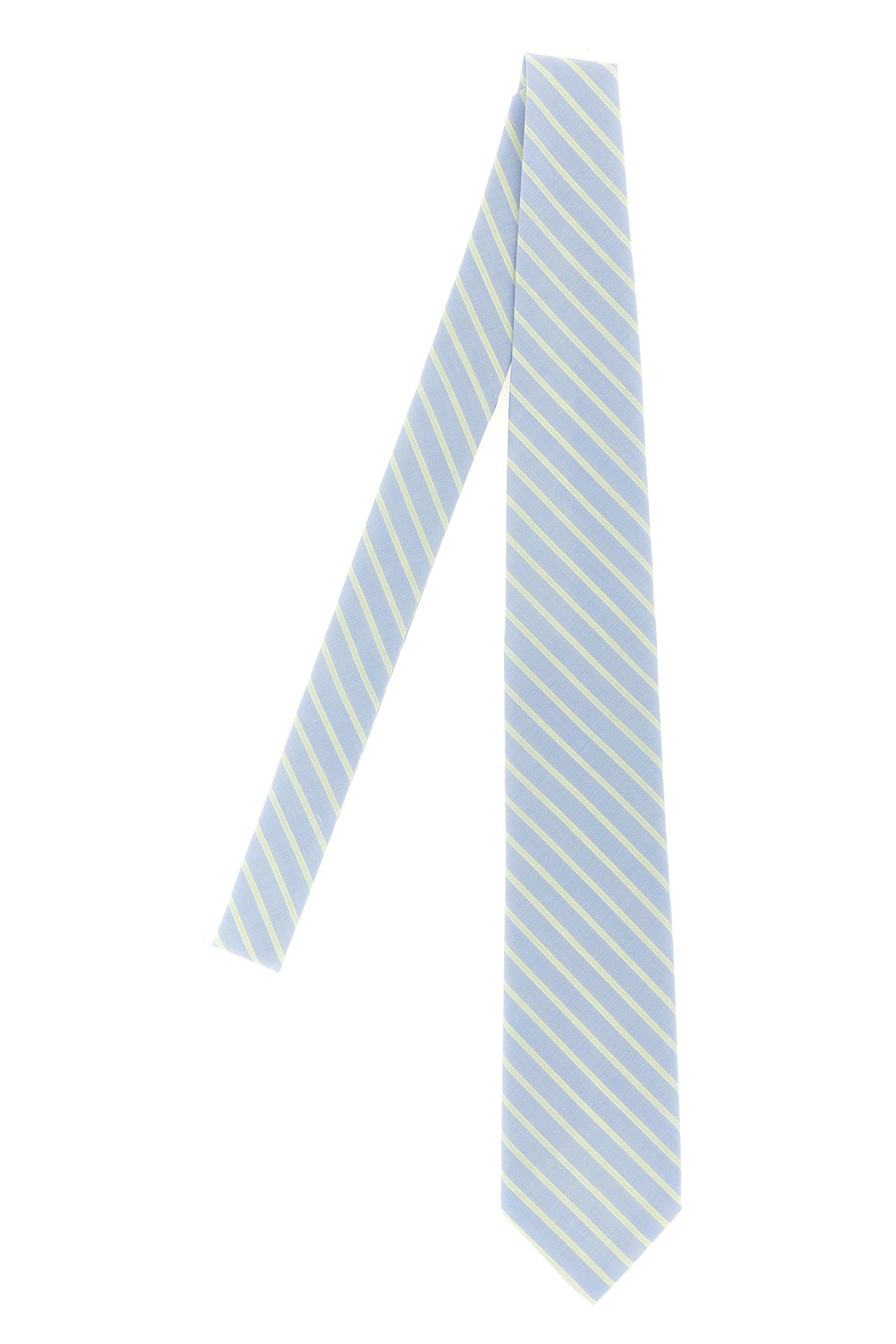 AURALEE Tie - Front view light blue striped