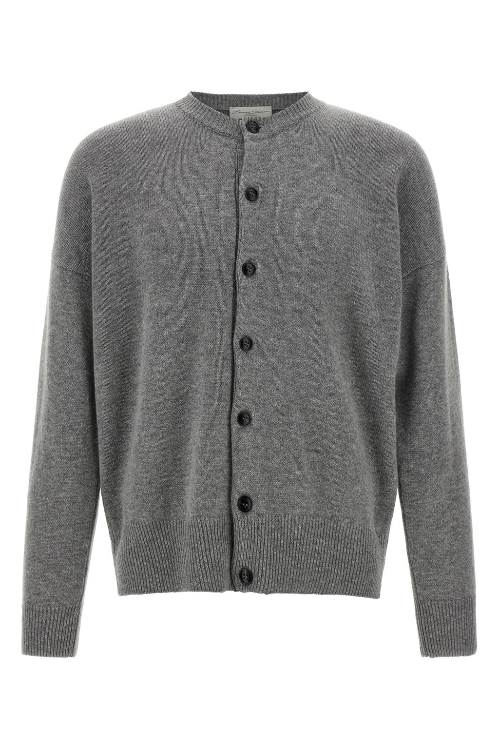 Larmeri Studio Cardigan - Front view in grey mélange