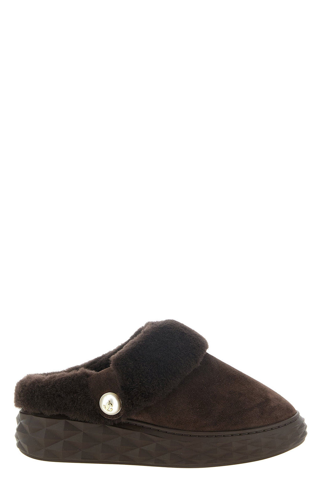 Jimmy Choo Sabot - Profilo laterale con bottone JC