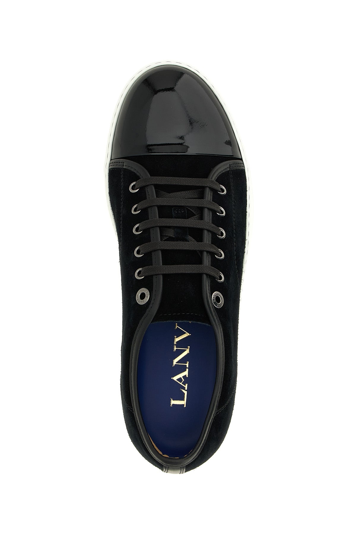 Top view of LANVIN sneaker with flat laces