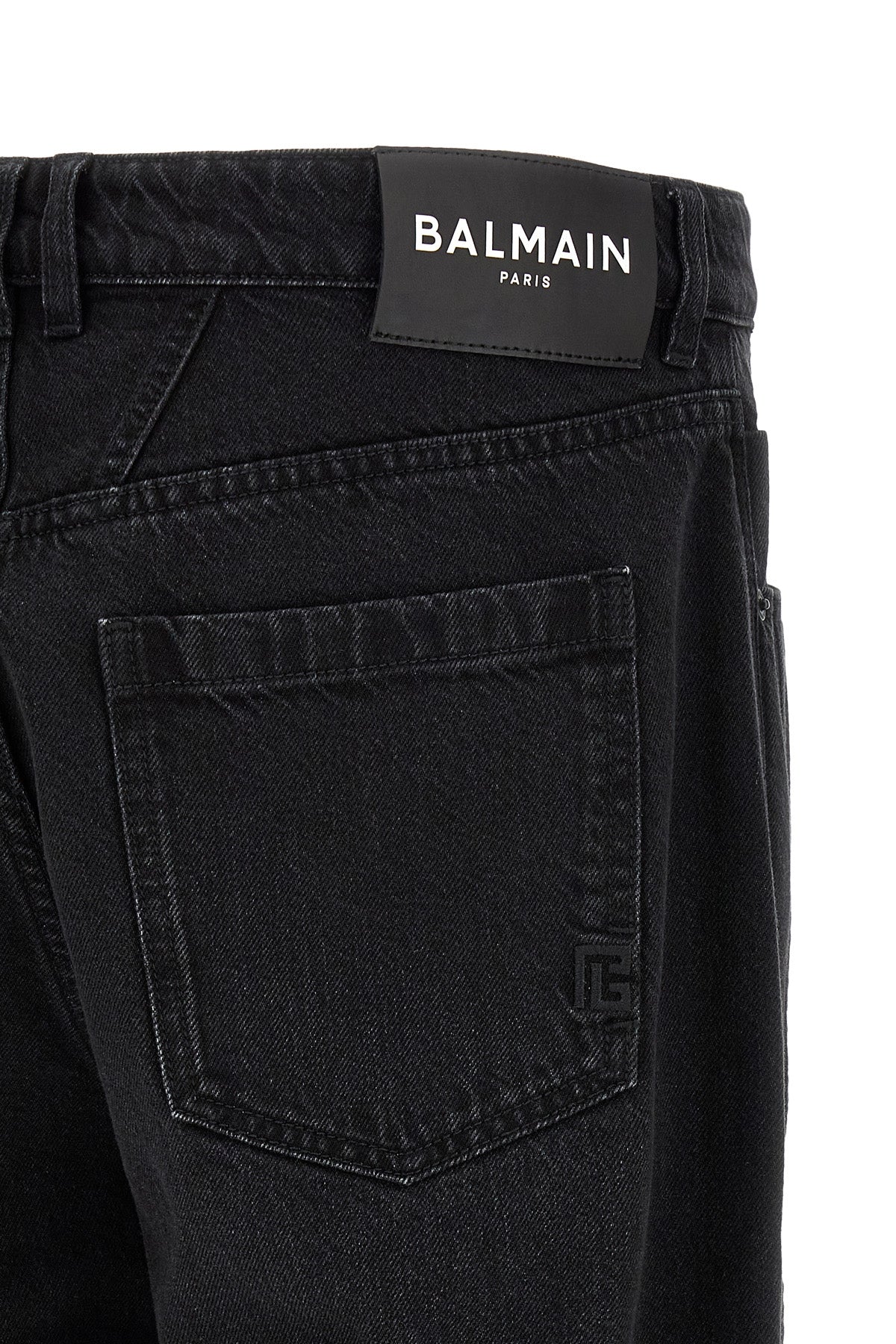 Jean Balmain - Patch en cuir avec logo sur la ceinture