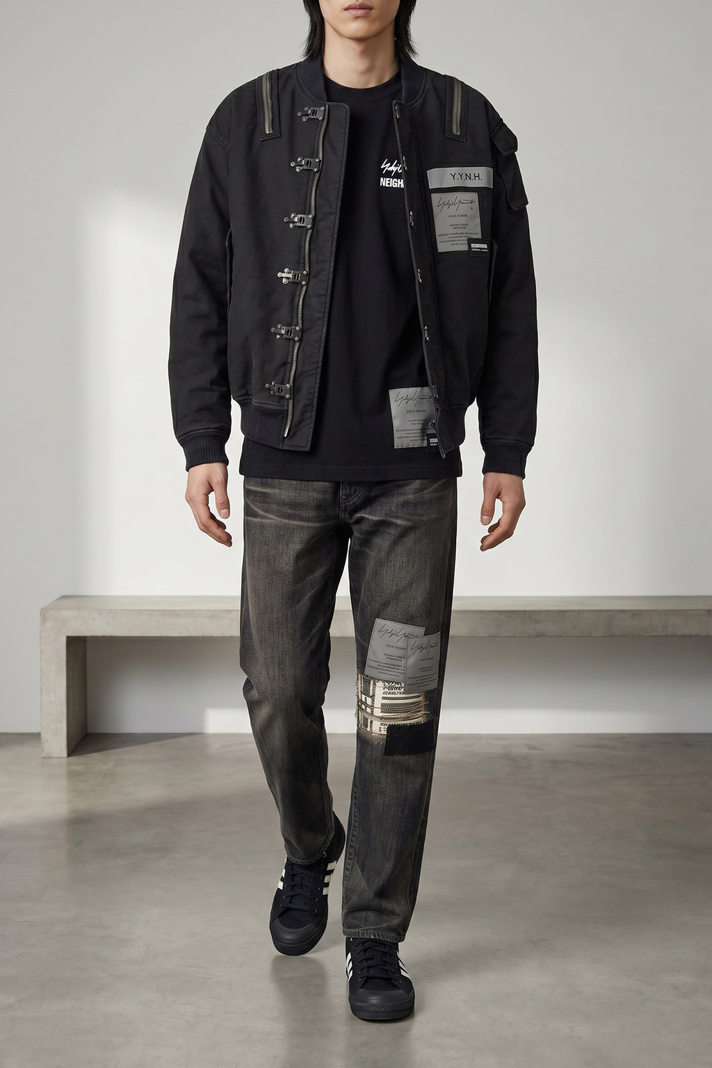 Jeans Yohji Yamamoto × NEIGHBORHOOD - Dettaglio lavaggio delavé VTO