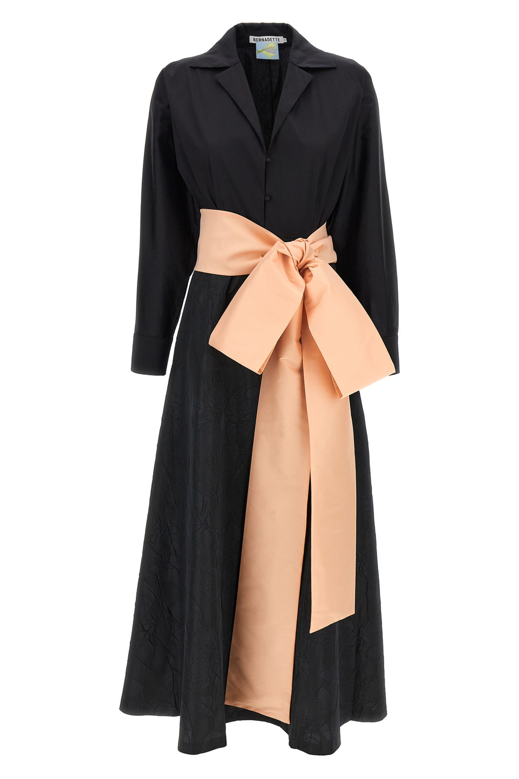 Robe longue BERNADETTE - Corsage chemise lisse et encolure en V