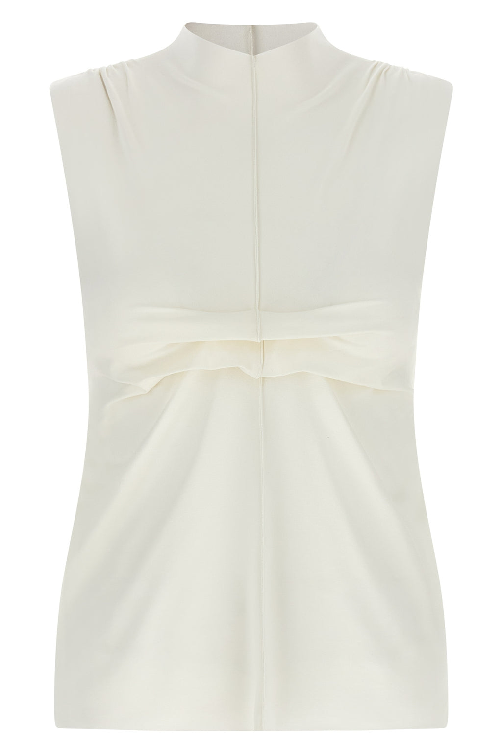 Top sans manches blanc MISENITHE avec col montant et drapé frontal