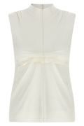 Top sans manches blanc MISENITHE avec col montant et drapé frontal