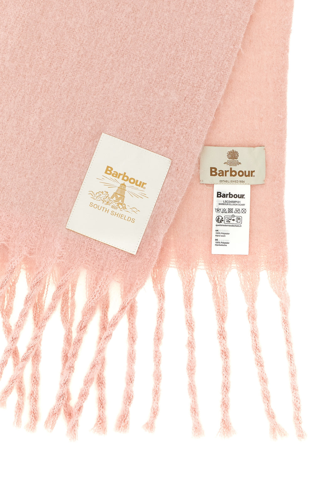 Barbour Ellison Scarf - Powder pink brushed texture
