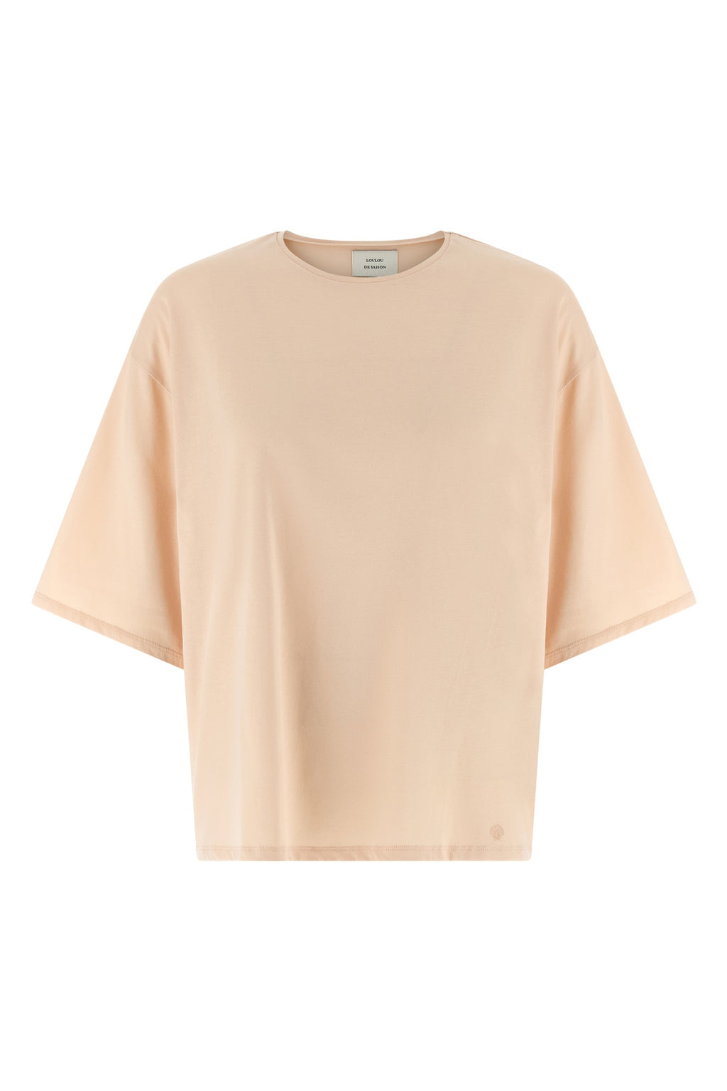 Vorderansicht des LOULOU STUDIO 'Osis' Oversize-T-Shirts aus rosa Baumwolle