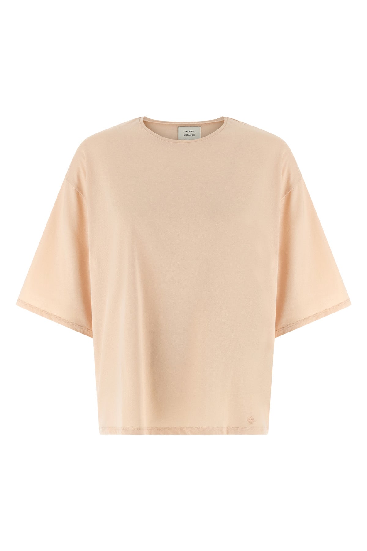 Vista frontal de la camiseta oversize de algodón rosa LOULOU STUDIO 'Osis'