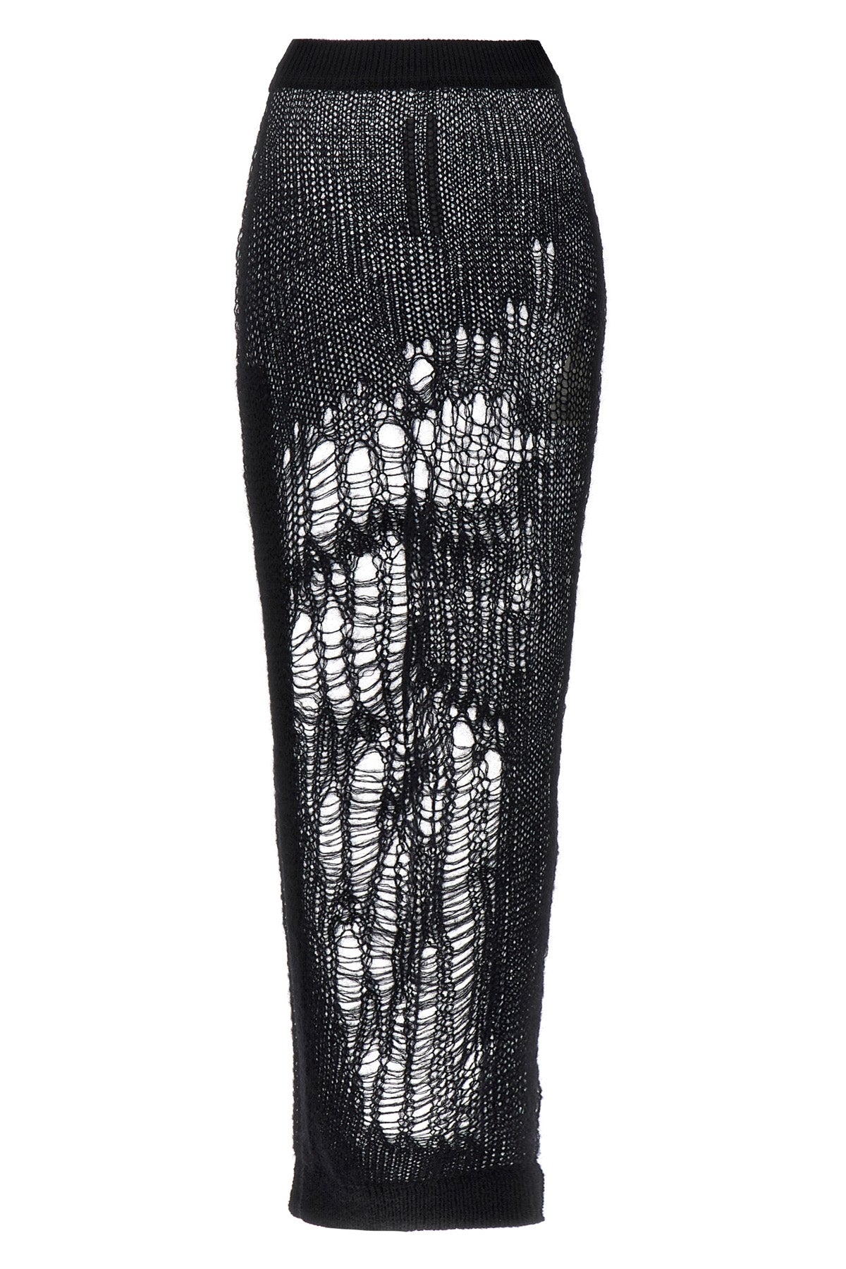 Rick Owens Skirt - Black distressed knit detail