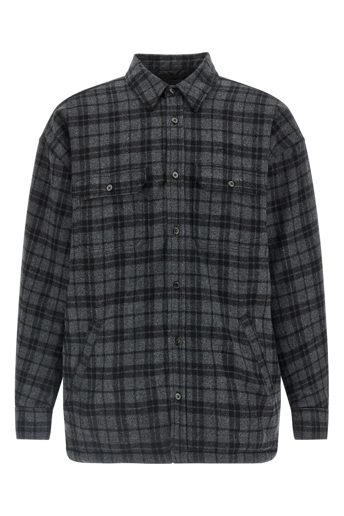 Willy Chavarria Overshirt - Charcoal plaid pattern